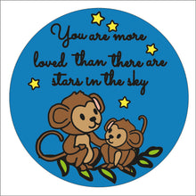 OL1813 - MDF Round Doodle Jungle - Monkey Plaque ‘you are more loved than there are stars in the sky’ - Olifantjie - Wooden - MDF - Lasercut - Blank - Craft - Kit - Mixed Media - UK