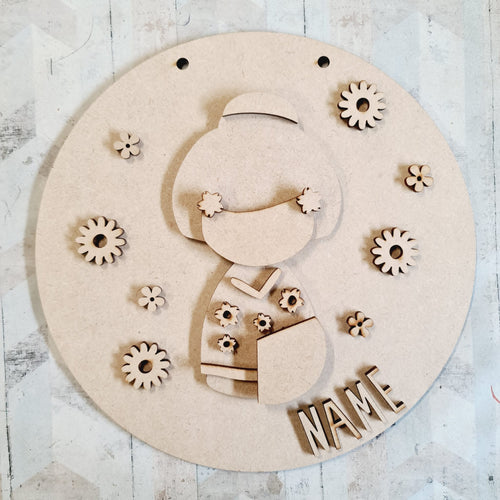 OL2953 MDF Geisha 1  Layered - Round Scene Personalised  Plaque with - Olifantjie - Wooden - MDF - Lasercut - Blank - Craft - Kit - Mixed Media - UK