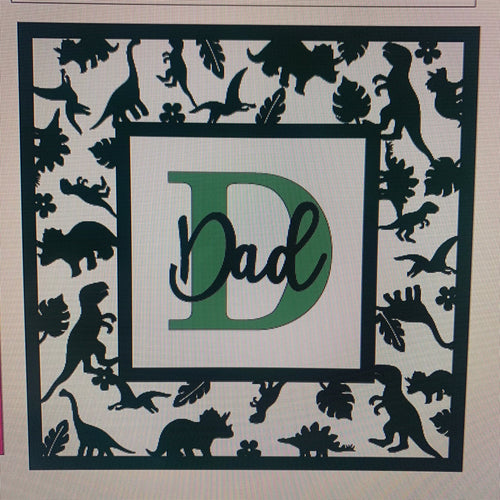 OL889 - MDF Personalised Square Plaque Frame - Dinosaur - Olifantjie - Wooden - MDF - Lasercut - Blank - Craft - Kit - Mixed Media - UK