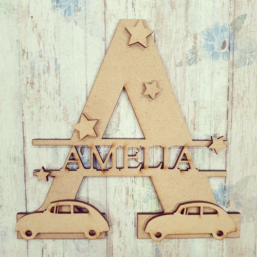 FL041 - Car MDF Personalised Split Letter - Olifantjie - Wooden - MDF - Lasercut - Blank - Craft - Kit - Mixed Media - UK