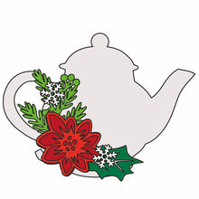 OL865 - MDF Mini Teapot - Poinsettia - Olifantjie - Wooden - MDF - Lasercut - Blank - Craft - Kit - Mixed Media - UK