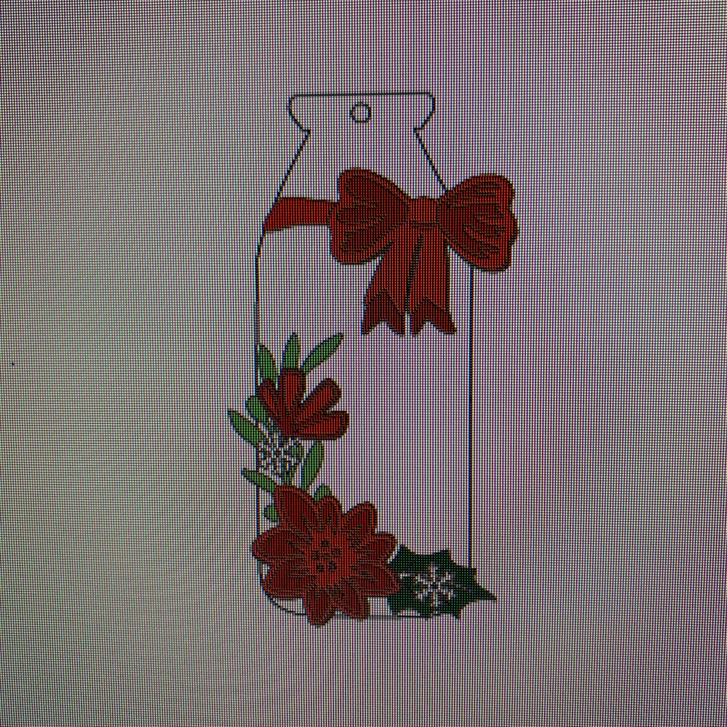 OL746 - MDF  Floral Milk Bottle medium Hanging  - Christmas - Olifantjie - Wooden - MDF - Lasercut - Blank - Craft - Kit - Mixed Media - UK