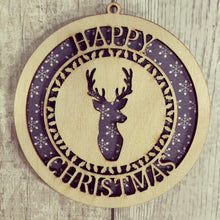 OL343 - Stag Head Themed MDF or Birch Bauble - Olifantjie - Wooden - MDF - Lasercut - Blank - Craft - Kit - Mixed Media - UK