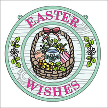 OL2802 - MDF Easter Doodles Farmhouse Framed Circle  Plaque - Your wording - Easter Basket - Olifantjie - Wooden - MDF - Lasercut - Blank - Craft - Kit - Mixed Media - UK