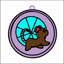 OL2195 - MDF Doodle Pet  Hanging - Hamster wheel - with or without banner - Olifantjie - Wooden - MDF - Lasercut - Blank - Craft - Kit - Mixed Media - UK
