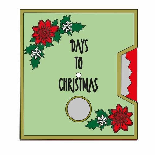 SJ420 - MDF Layered Spinner Plaque - ‘Poinsettia Days to Christmas’ - Olifantjie - Wooden - MDF - Lasercut - Blank - Craft - Kit - Mixed Media - UK