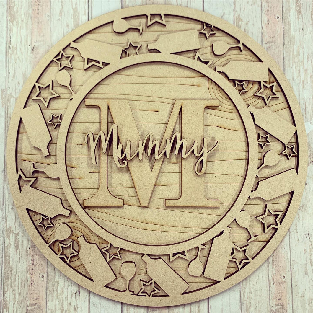 OL612 - MDF Personalised Circle Plaque Frame -  Gin Theme - Olifantjie - Wooden - MDF - Lasercut - Blank - Craft - Kit - Mixed Media - UK