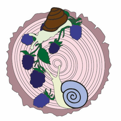 Sale OL1082 - MDF Circular Wood Slice - Snails & Blackberries - Olifantjie - Wooden - MDF - Lasercut - Blank - Craft - Kit - Mixed Media - UK