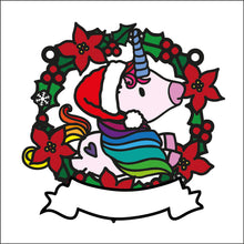OL2723 - MDF Christmas Unicorn doodle Holly Bauble - Style 2 - Olifantjie - Wooden - MDF - Lasercut - Blank - Craft - Kit - Mixed Media - UK