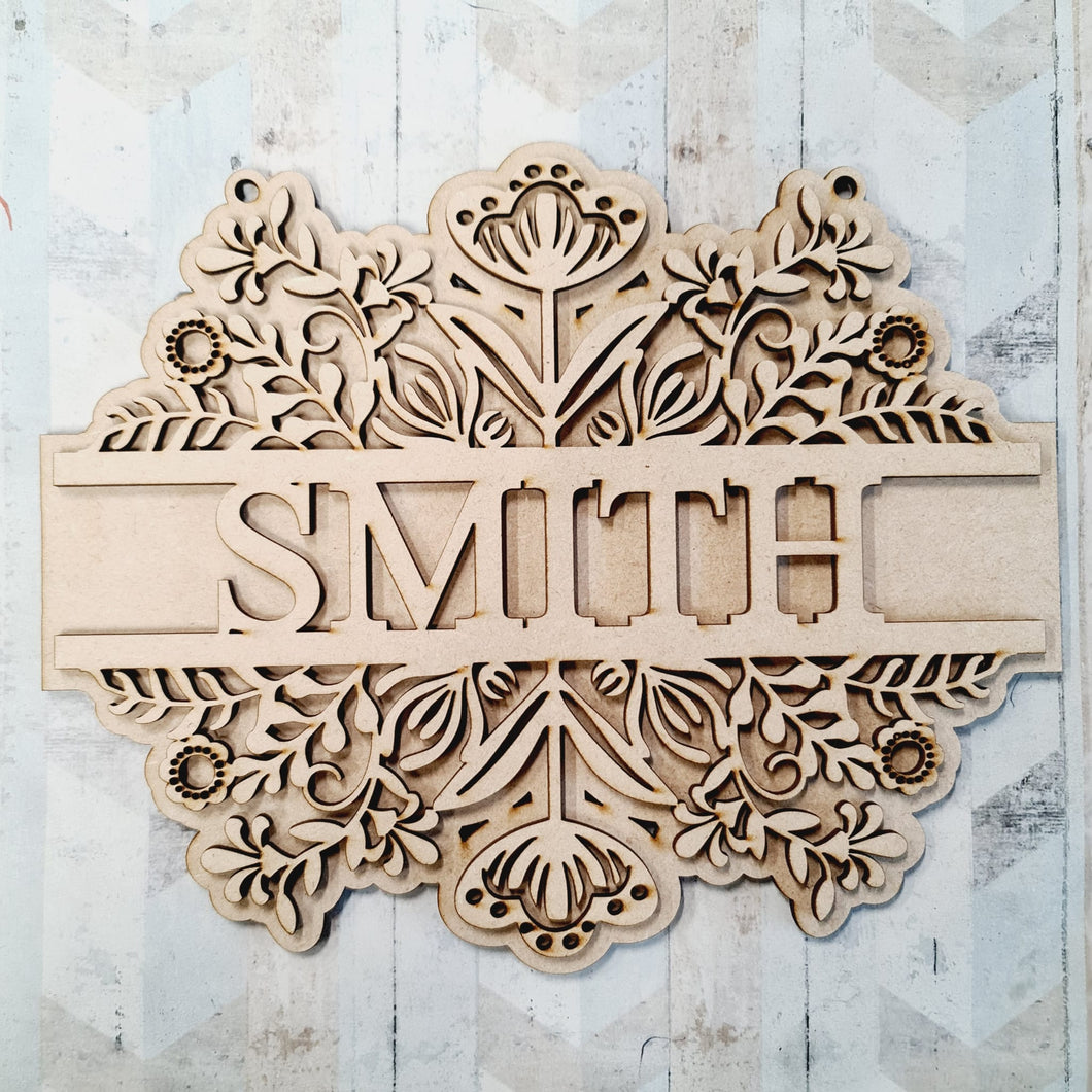 OL1717 - MDF Personalised Folk Plaque with optional backing - Olifantjie - Wooden - MDF - Lasercut - Blank - Craft - Kit - Mixed Media - UK