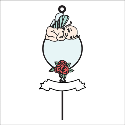OL2780 - MDF Hanging Fairy Baby Doodle Balloon Hanging - Rose style 2 - Olifantjie - Wooden - MDF - Lasercut - Blank - Craft - Kit - Mixed Media - UK