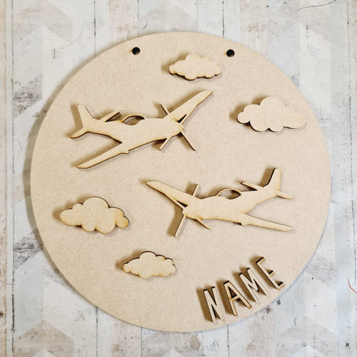OL2947 MDF Spitfire Layered - Round Scene Personalised  Plaque with - Olifantjie - Wooden - MDF - Lasercut - Blank - Craft - Kit - Mixed Media - UK