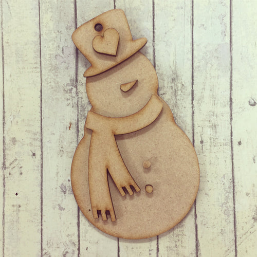 CH101 - MDF Snowman Christmas Bauble - Optional Hole - Olifantjie - Wooden - MDF - Lasercut - Blank - Craft - Kit - Mixed Media - UK