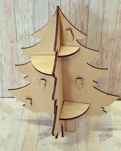 OL1174 - MDF 3d Christmas tree with mini shelves - Olifantjie - Wooden - MDF - Lasercut - Blank - Craft - Kit - Mixed Media - UK