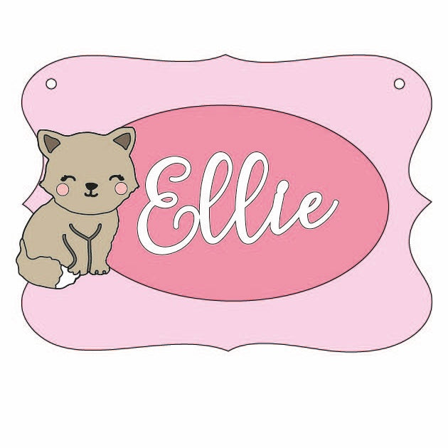 OP059 - MDF Cute Cat Themed Personalised Plaque - Olifantjie - Wooden - MDF - Lasercut - Blank - Craft - Kit - Mixed Media - UK