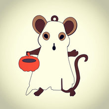 OL398 - MDF Ghost Mouse Hanging Halloween Bauble - Olifantjie - Wooden - MDF - Lasercut - Blank - Craft - Kit - Mixed Media - UK