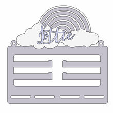 BH037 - MDF Rainbow Cloud  Themed - Medal / Bow Holder - Personalised - Olifantjie - Wooden - MDF - Lasercut - Blank - Craft - Kit - Mixed Media - UK
