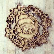 OL2715 - MDF Christmas Lion doodle Holly Bauble - Olifantjie - Wooden - MDF - Lasercut - Blank - Craft - Kit - Mixed Media - UK