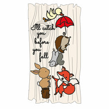 OL1513 - MDF Rectangle Woodland Doodle Friends Plaque - ‘I’ll catch you before you fall ’ - Olifantjie - Wooden - MDF - Lasercut - Blank - Craft - Kit - Mixed Media - UK