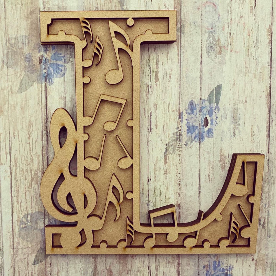 DL024 - MDF Music Themed Layered Letter - Olifantjie - Wooden - MDF - Lasercut - Blank - Craft - Kit - Mixed Media - UK