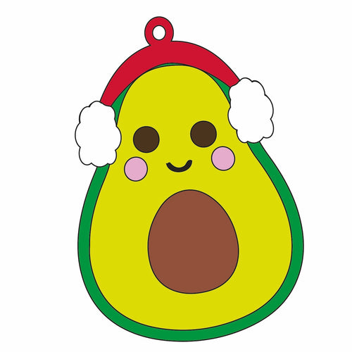 OL1347  - Avocado Dress up - Optional Hole - Ear Muffs  - Round Eyes - Olifantjie - Wooden - MDF - Lasercut - Blank - Craft - Kit - Mixed Media - UK