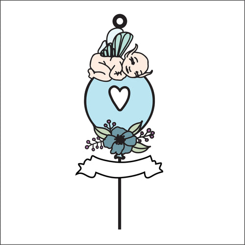 OL2781 - MDF Hanging Fairy Baby Doodle Balloon Hanging - Floral style 1 - Olifantjie - Wooden - MDF - Lasercut - Blank - Craft - Kit - Mixed Media - UK