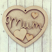 HB001 - MDF Hanging Heart - Heart Themed with Choice of Wording - 2 Fonts - Olifantjie - Wooden - MDF - Lasercut - Blank - Craft - Kit - Mixed Media - UK