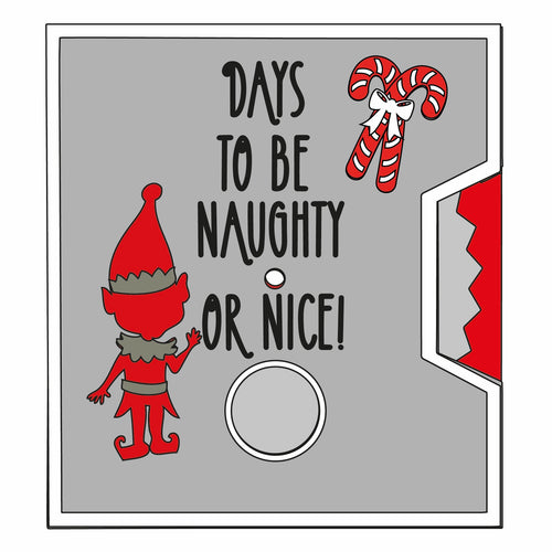 SJ422 - MDF Layered Spinner Plaque - ‘Elf Naughty or Nice Days to Christmas’ - Olifantjie - Wooden - MDF - Lasercut - Blank - Craft - Kit - Mixed Media - UK