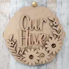 OL618 - MDF ‘Our Hive’ layered plaque with spinning lid - Olifantjie - Wooden - MDF - Lasercut - Blank - Craft - Kit - Mixed Media - UK