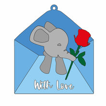 OL1253 - MDF Layered Envelope - Optional Hanging - Elephant  - Rose - Olifantjie - Wooden - MDF - Lasercut - Blank - Craft - Kit - Mixed Media - UK