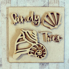 OL3082 - MDF Ladder Insert Tile -  Sandy Toes Shells - Olifantjie - Wooden - MDF - Lasercut - Blank - Craft - Kit - Mixed Media - UK