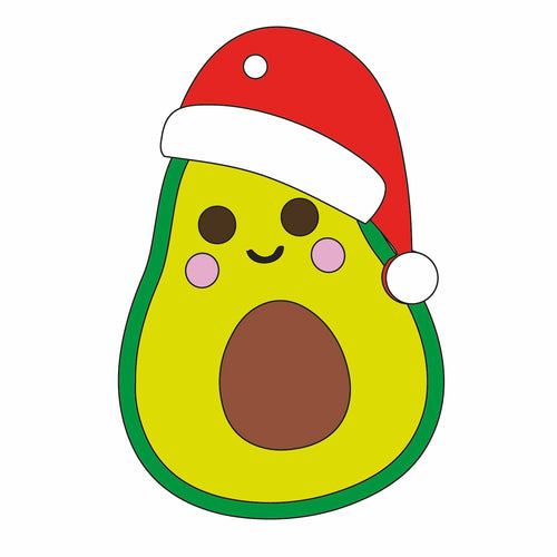 OL1350 - Avocado Dress up - Optional Hole - Santa Hat - Round Eyes - Olifantjie - Wooden - MDF - Lasercut - Blank - Craft - Kit - Mixed Media - UK