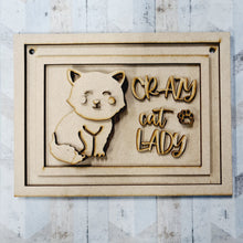 OL1270 - MDF Crazy Cat Lady Sign - Olifantjie - Wooden - MDF - Lasercut - Blank - Craft - Kit - Mixed Media - UK