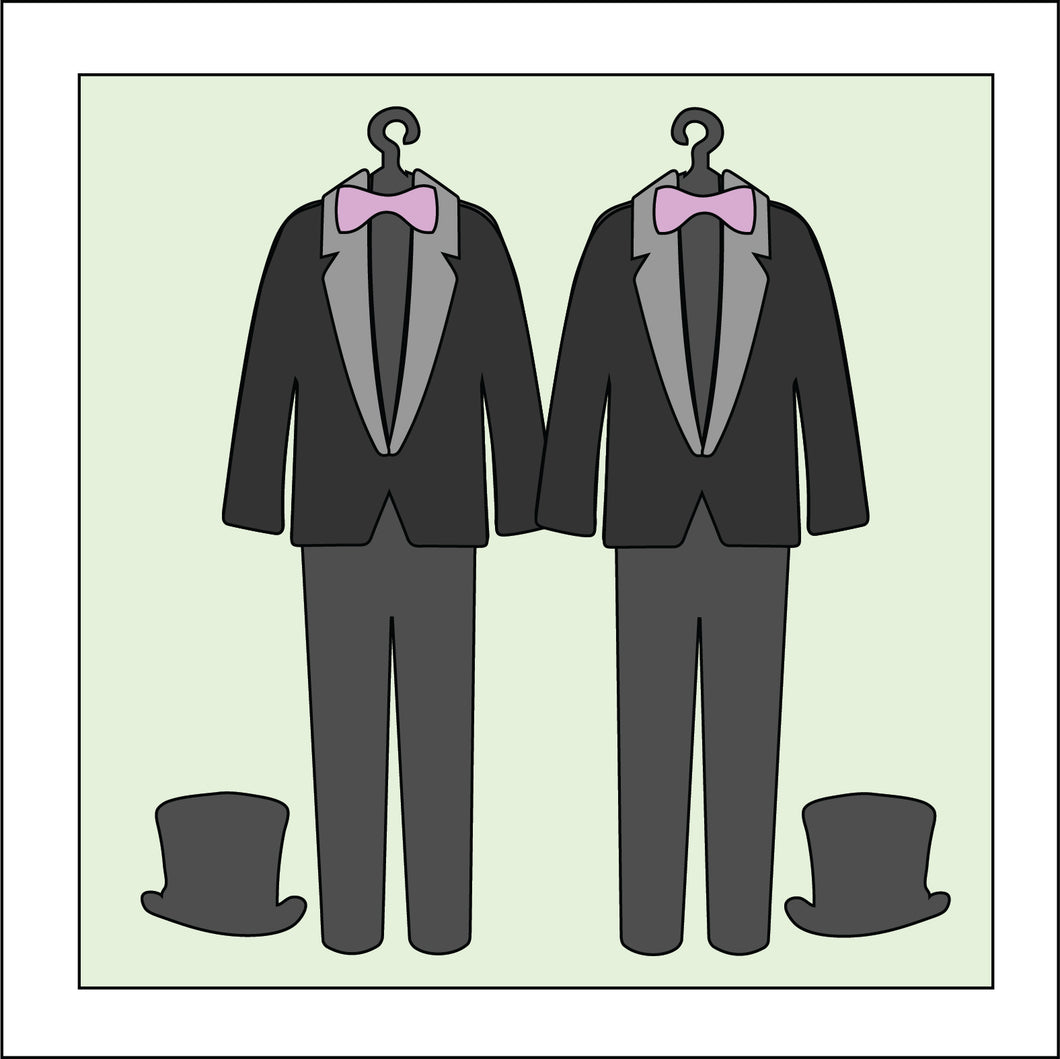 OL3176 - MDF Ladder Insert Tile - Two Tuxedos - Olifantjie - Wooden - MDF - Lasercut - Blank - Craft - Kit - Mixed Media - UK