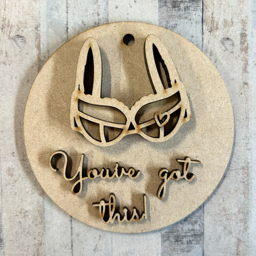 OL3103 - Breast Cancer Awareness - Small Bra You’ve got this - Olifantjie - Wooden - MDF - Lasercut - Blank - Craft - Kit - Mixed Media - UK