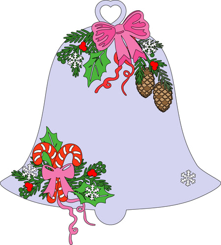 CH361 - MDF Large Christmas Themed Hanging Bell - Olifantjie - Wooden - MDF - Lasercut - Blank - Craft - Kit - Mixed Media - UK