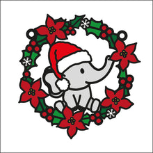 OL2709  - MDF Christmas Elephant doodle Holly Bauble - Olifantjie - Wooden - MDF - Lasercut - Blank - Craft - Kit - Mixed Media - UK