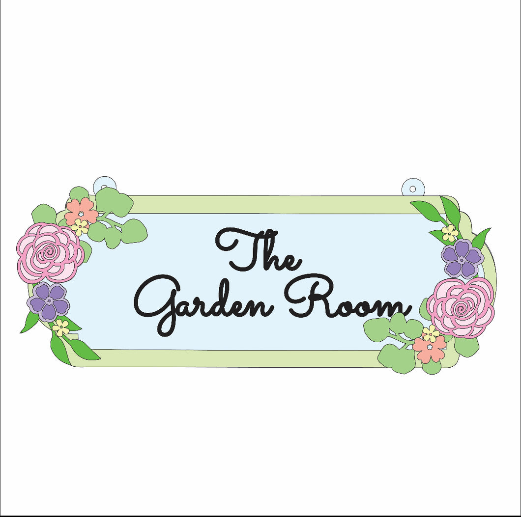 SS192 - MDF Garden Flowers Themed Personalised Double Height  Street Sign - Olifantjie - Wooden - MDF - Lasercut - Blank - Craft - Kit - Mixed Media - UK