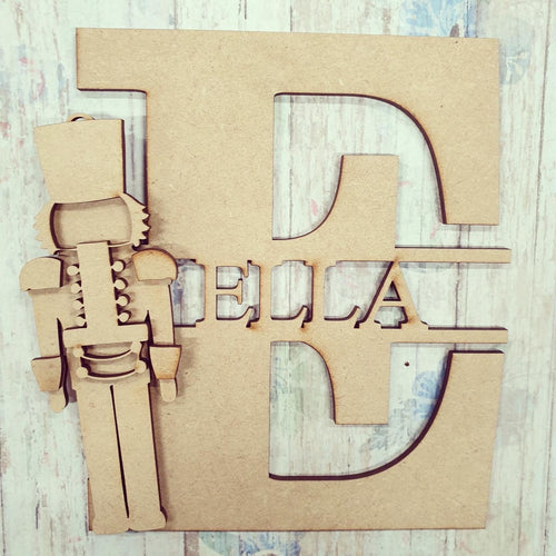 FL009 - MDF Nutcracker / Soldier  Personalised Split Letter - Olifantjie - Wooden - MDF - Lasercut - Blank - Craft - Kit - Mixed Media - UK