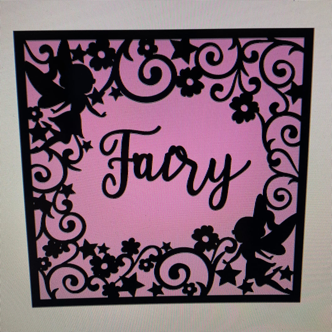 OL476 - MDF Square Personalised Fairy Plaque - Olifantjie - Wooden - MDF - Lasercut - Blank - Craft - Kit - Mixed Media - UK