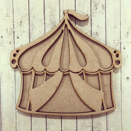 SJ144 - MDF Circus Tent - Olifantjie - Wooden - MDF - Lasercut - Blank - Craft - Kit - Mixed Media - UK