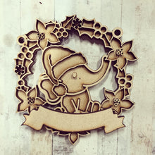 OL2709  - MDF Christmas Elephant doodle Holly Bauble - Olifantjie - Wooden - MDF - Lasercut - Blank - Craft - Kit - Mixed Media - UK