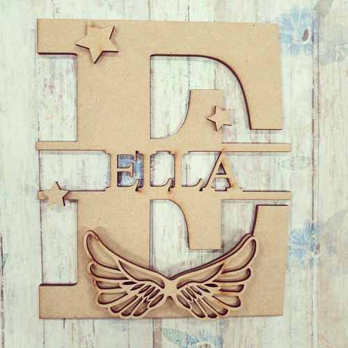 FL012 - Angel Wings MDF Personalised Split Letter - Olifantjie - Wooden - MDF - Lasercut - Blank - Craft - Kit - Mixed Media - UK