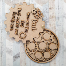 OL619 - MDF ‘Personalised ‘you are the cog that makes our family run ’ layered plaque with spinning lid - Olifantjie - Wooden - MDF - Lasercut - Blank - Craft - Kit - Mixed Media - UK