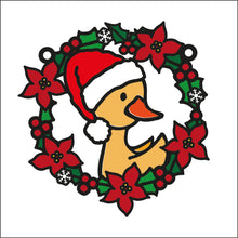 OL2724 - MDF Christmas Duck doodle Holly Bauble - Olifantjie - Wooden - MDF - Lasercut - Blank - Craft - Kit - Mixed Media - UK