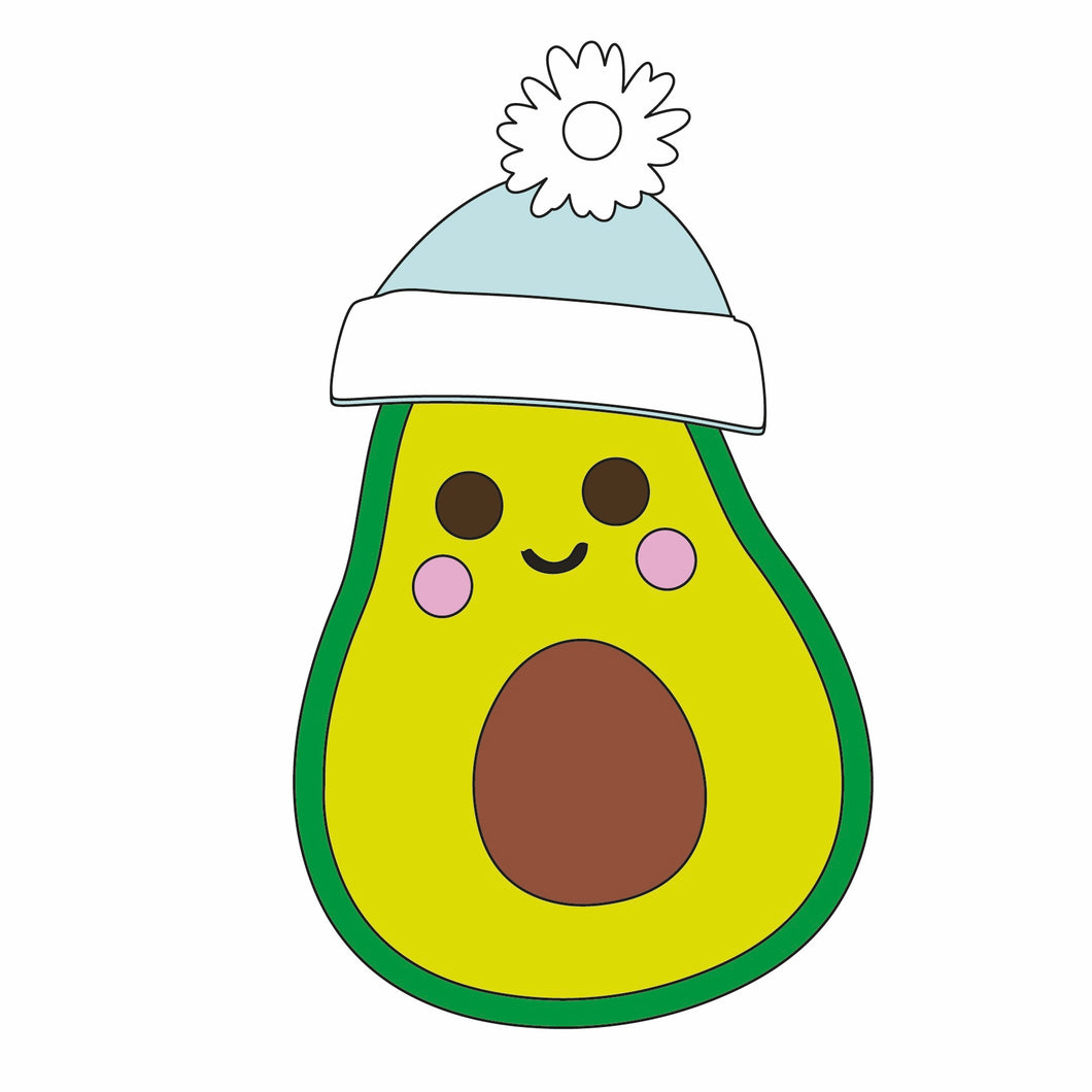 OL1351 - Avocado Dress up - Optional Hole - Bobble Hat - Round Eyes - Olifantjie - Wooden - MDF - Lasercut - Blank - Craft - Kit - Mixed Media - UK