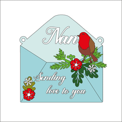 OL1336 - MDF Robin Floral Envelope Personalised Kit - Olifantjie - Wooden - MDF - Lasercut - Blank - Craft - Kit - Mixed Media - UK