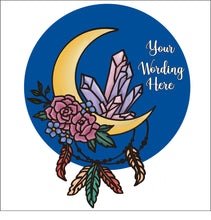 OL3184 - MDF Cresent Moon, Crystal and Flowers Plaque - Personalised - Olifantjie - Wooden - MDF - Lasercut - Blank - Craft - Kit - Mixed Media - UK
