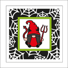 OL2269 - MDF Rattan Effect Square Plaque Halloween Gonk Doodle - Female Devil gnome - Olifantjie - Wooden - MDF - Lasercut - Blank - Craft - Kit - Mixed Media - UK