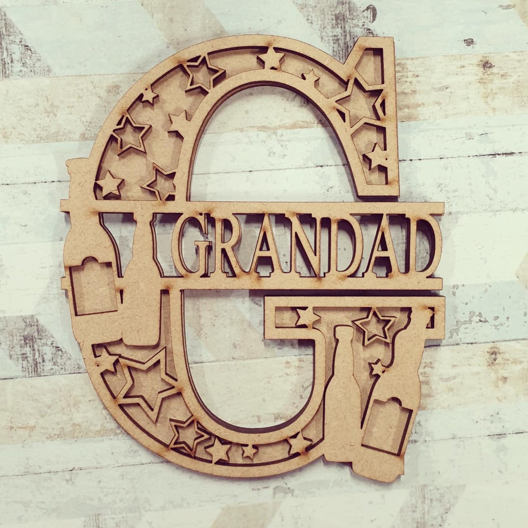 DL045 - MDF Beer Themed Layered Letter (without name) - Olifantjie - Wooden - MDF - Lasercut - Blank - Craft - Kit - Mixed Media - UK